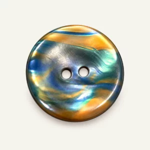 Bouton irisé bleu et orangé